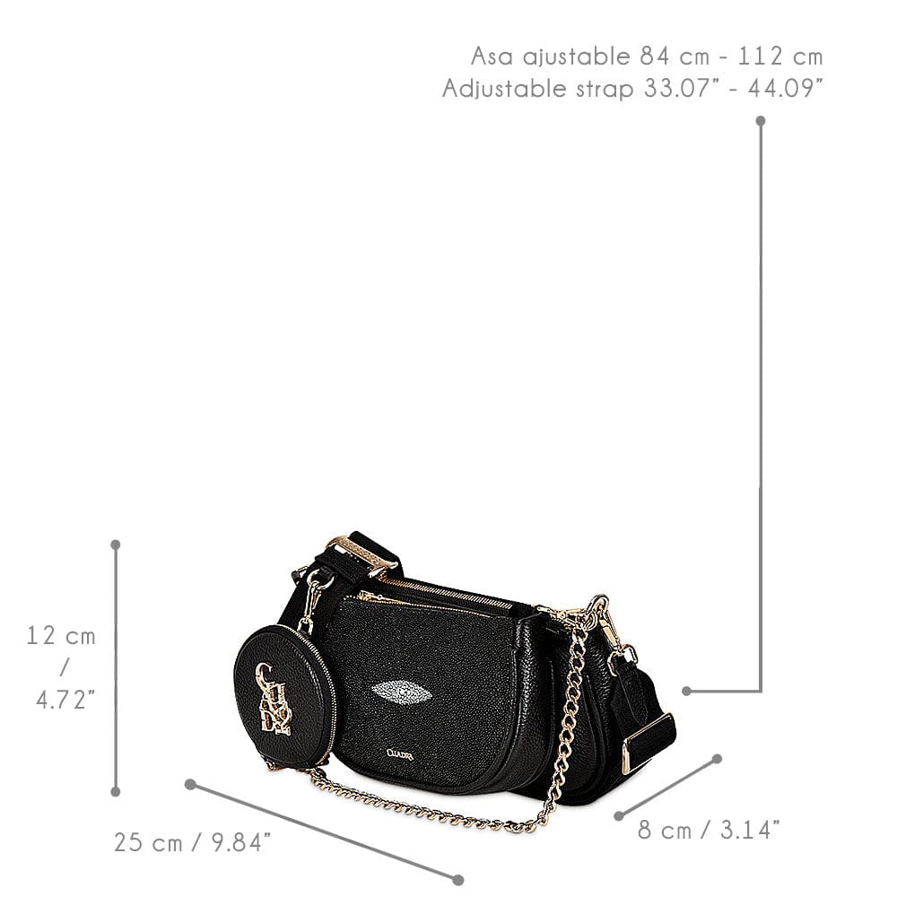 Bolsa Cuadra Piel de Mantarraya Negra - Image 10