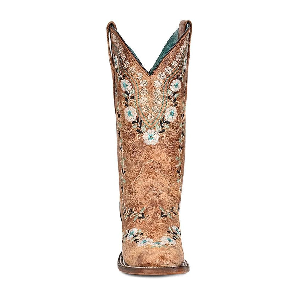 Bota Vaquera Distressed Cognac Floral Embroidery - Image 3