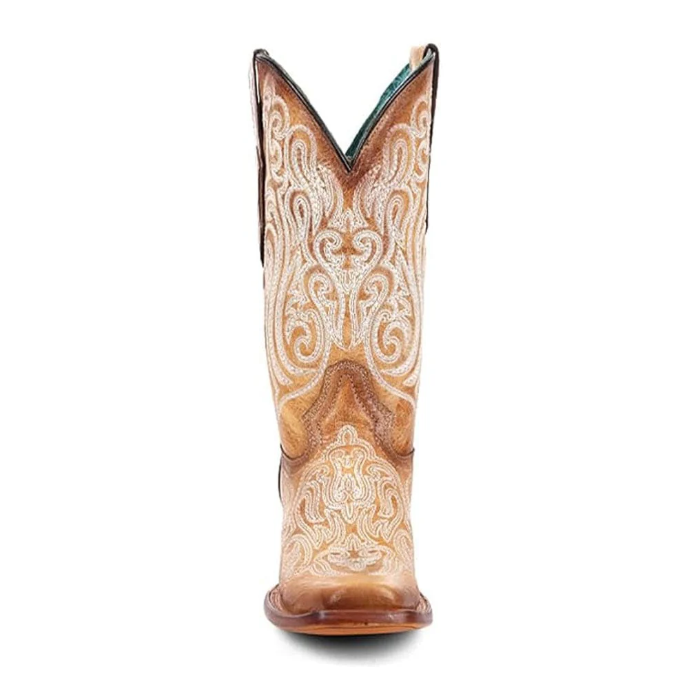Bota Vaquera Straw / Blue Luminescent Embroidery - Image 3