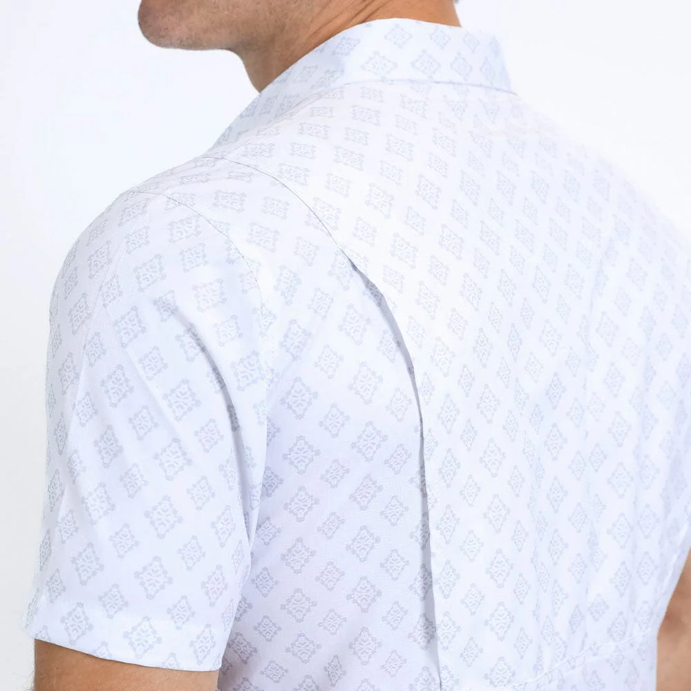 Camisa Platini Estampado azteca Estilo Western Blanca - Image 5