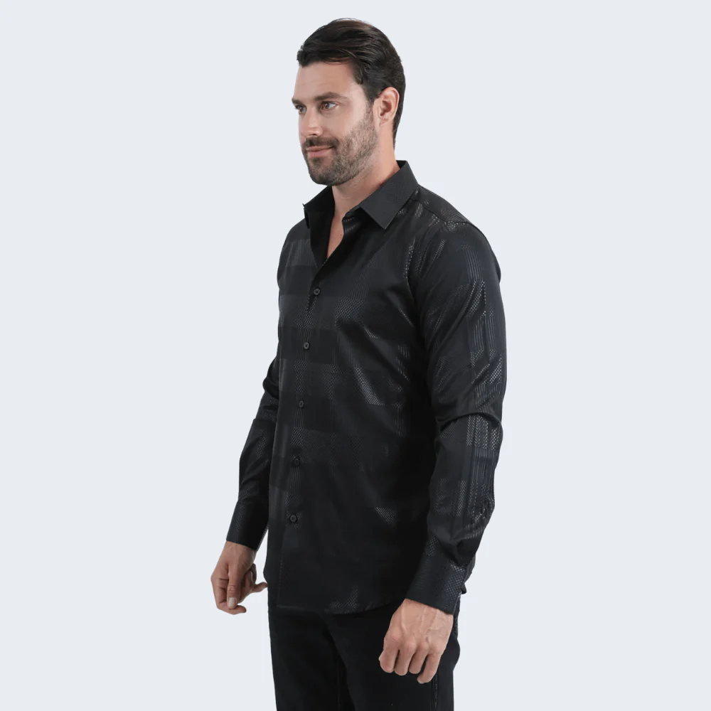 Camisa Platini Foil Fashion Fit Negra - Image 2