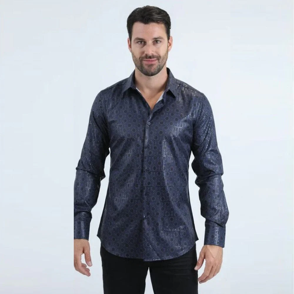 Camisa Platini Foil Fashion Navy