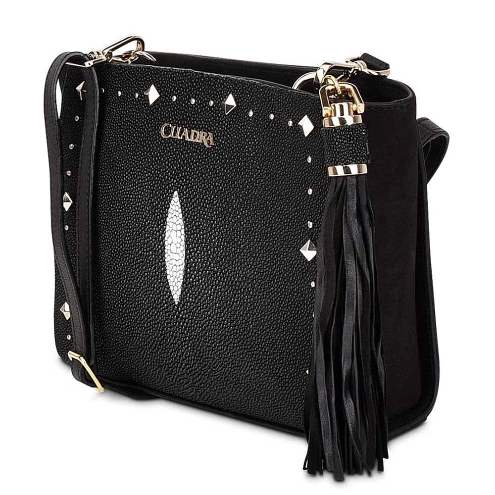 Crossbody Cuadra Piel De Mantarraya Negra - Image 2