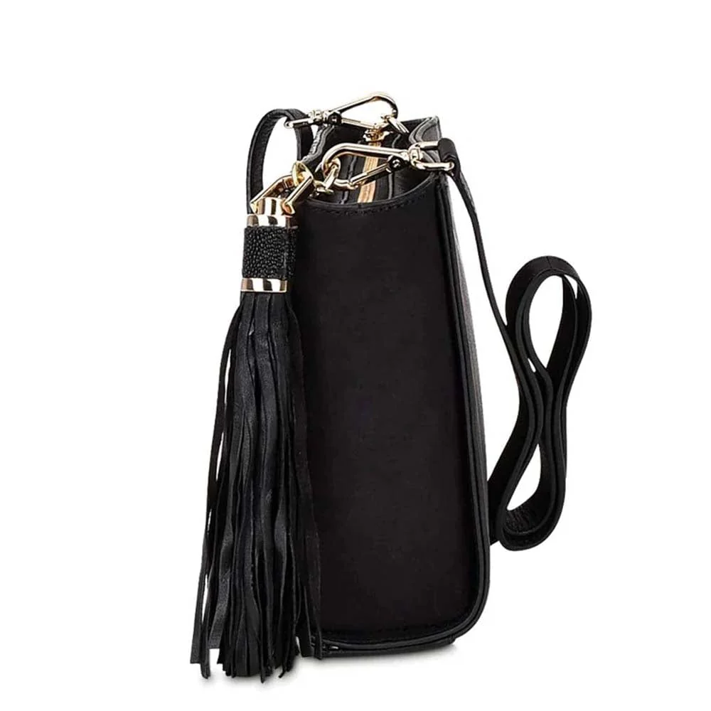 Crossbody Cuadra Piel De Mantarraya Negra - Image 3