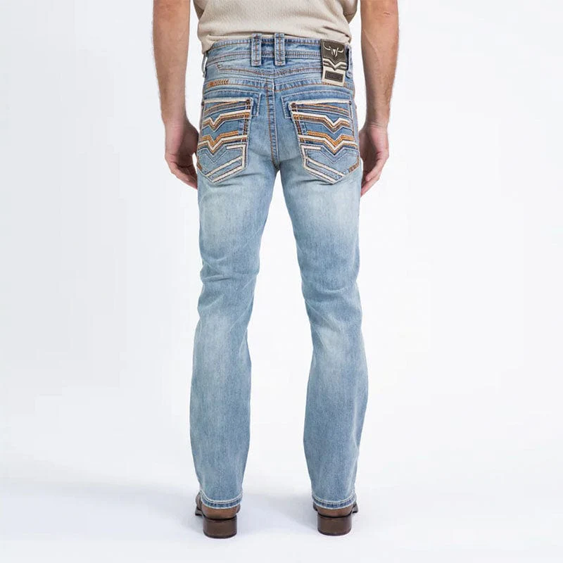 Pantalon Platini Light Blue Brown Slim Boot Cut - Image 3