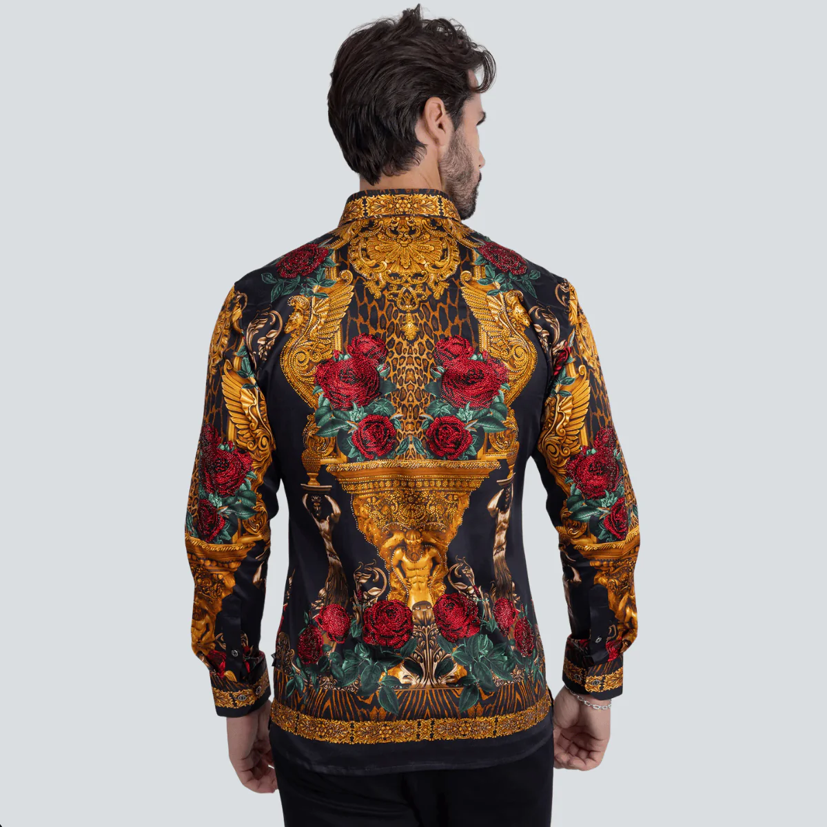 Radiant Sculpt Rhinestone Long Sleeve Black/Gold Shirt - Image 2