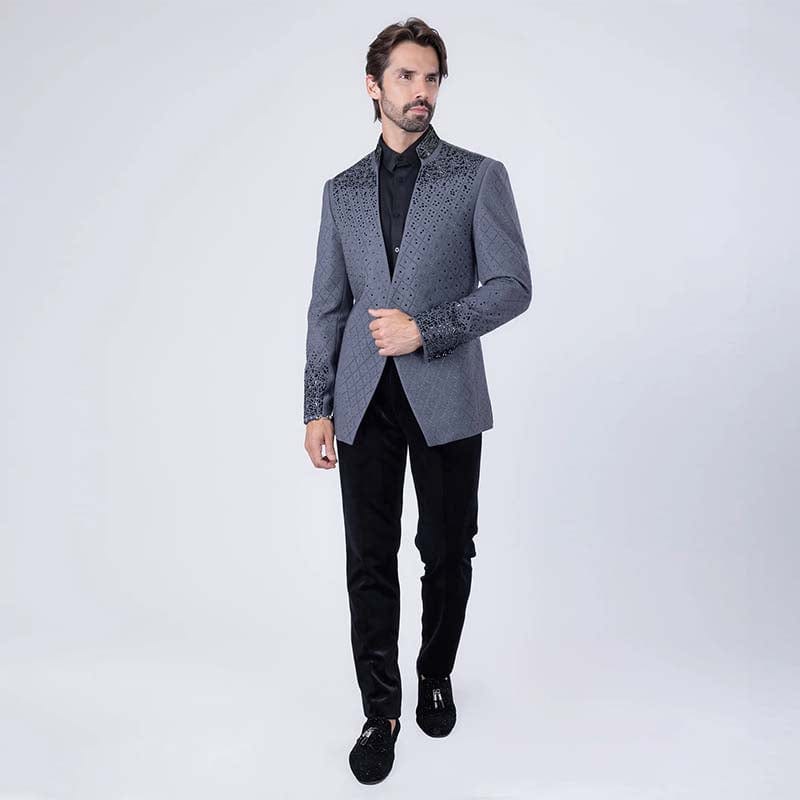 Trivon Rhinestone Grey Blazer - Image 5
